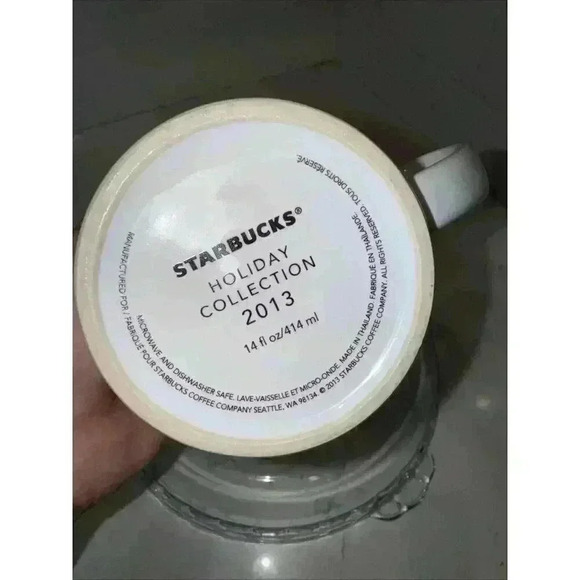 Starbucks Holiday Collection Gold Green Siren White Coffee Mug 2013 Christmas - Picture 11 of 11